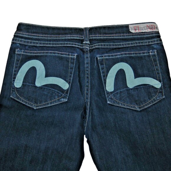 Evisu Puma Jeans Ladies 28 x 30 Dark Denim Straight - Picture 4 of 15